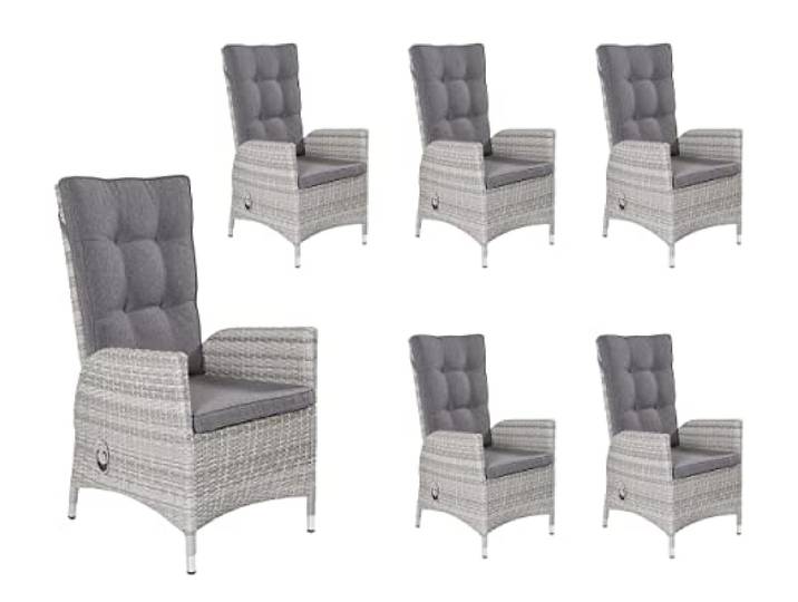 LC Garden 6X Positionsstuhl Verstellsessel Parma Dining weiß-grau