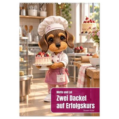 Motte und Lui. Zwei Dackel auf Erfolgskurs. (Wandkalender 2027 DIN A2 hoch), CALVENDO Monatskalender