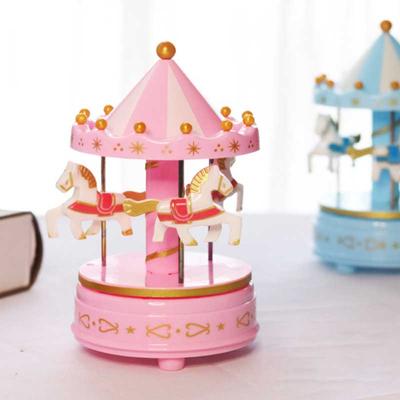 Multisell Products Hub Handwork Music Box Gifts, Luxury Carousel With Rotating Horses, Romantic Carousel Toys pink