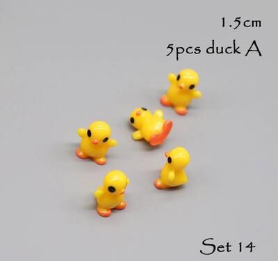 Inspire Select 5pcs Mini Animal Fairy Garden Figurines Cute Resin Dog, Cat, Sheep & Fish Miniatures For Succulent Decor, Aquarium Acc set 14 Duck 5 Pcs