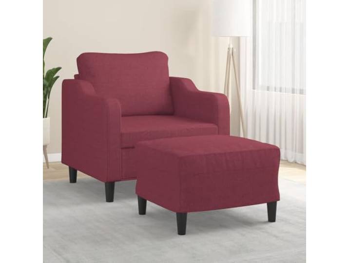 HEFZGDB Weinroter Sessel mit Hocker 60 cm Stoff Polsterstuhl Wohnzimmer Sitzgruppe Relaxsessel mit Fußbank strapazierfähig atmungsaktiv Robustes Gestell gepolsterte Sitzfläche