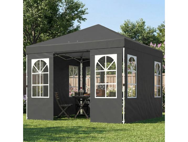 Outsunny Pavillon Pliable 3x3m Étanche UV50+ Gris Foncé