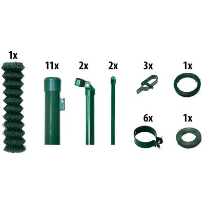 Maschendrahtzaun GARDEN 'N' MORE, grün, H:100cm L:25cm, Stahl, Zaunelemente, 1 Element für 25 m, LxH: 2500 x 103 cm, mit 11 Pfosten