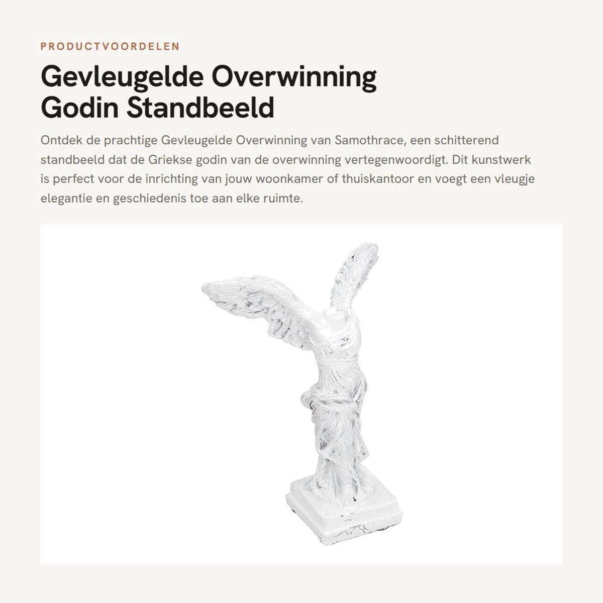 Dailygoods Standbeeld Gevleugelde Overwinning - Hars Godin Sculptuur - Ornament voor op tafel