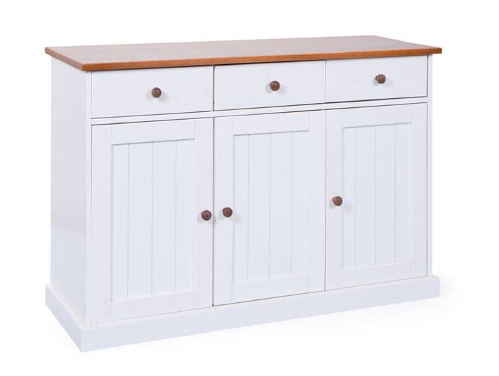 Kommode JACOB 4.2 weiß Massivholz / braun