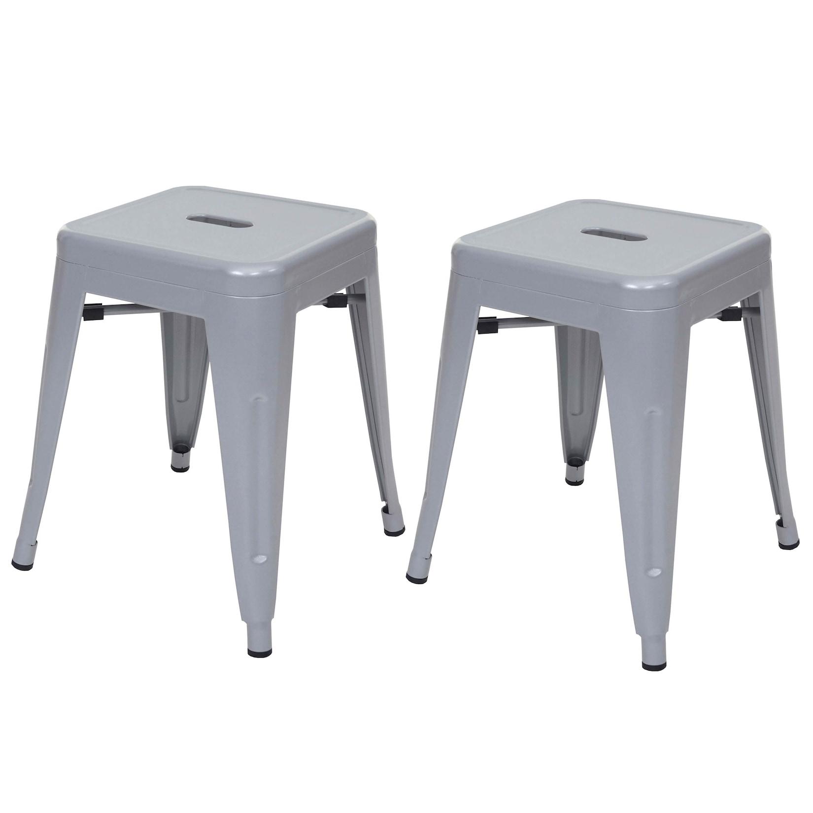 2er-Set Hocker MCW-A73, Metallhocker Sitzhocker, Metall Industriedesign stapelbar ~ grau