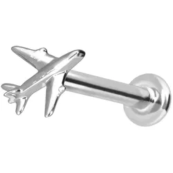 14 Karat Gold Labret mit Innengewinde FLUGZEUG