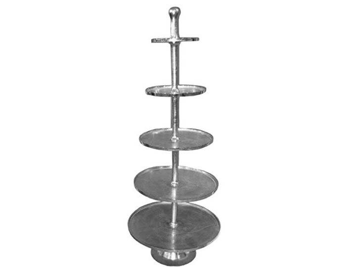 Klocke Etageren Aluminium Antik XL Etagere - Höhe 165cm - Farbe: Silber - 5-Stöckig - Moderner Stil - Sehr Große & Hochwertige Dekoetagere/Metalletagere/Silberetagere