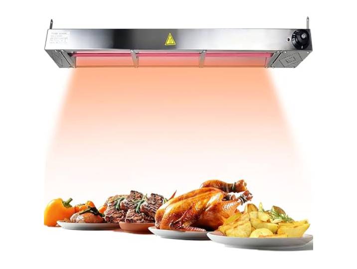 RSHJD Wärmebrücke Küche Gastro, Edelstahl Hängende Speisenwärmer Lampe Kommerzielle Infrarot Wärmelampe Essen für Buffet und Küche, Einstellbare Temperatur 30-85℃