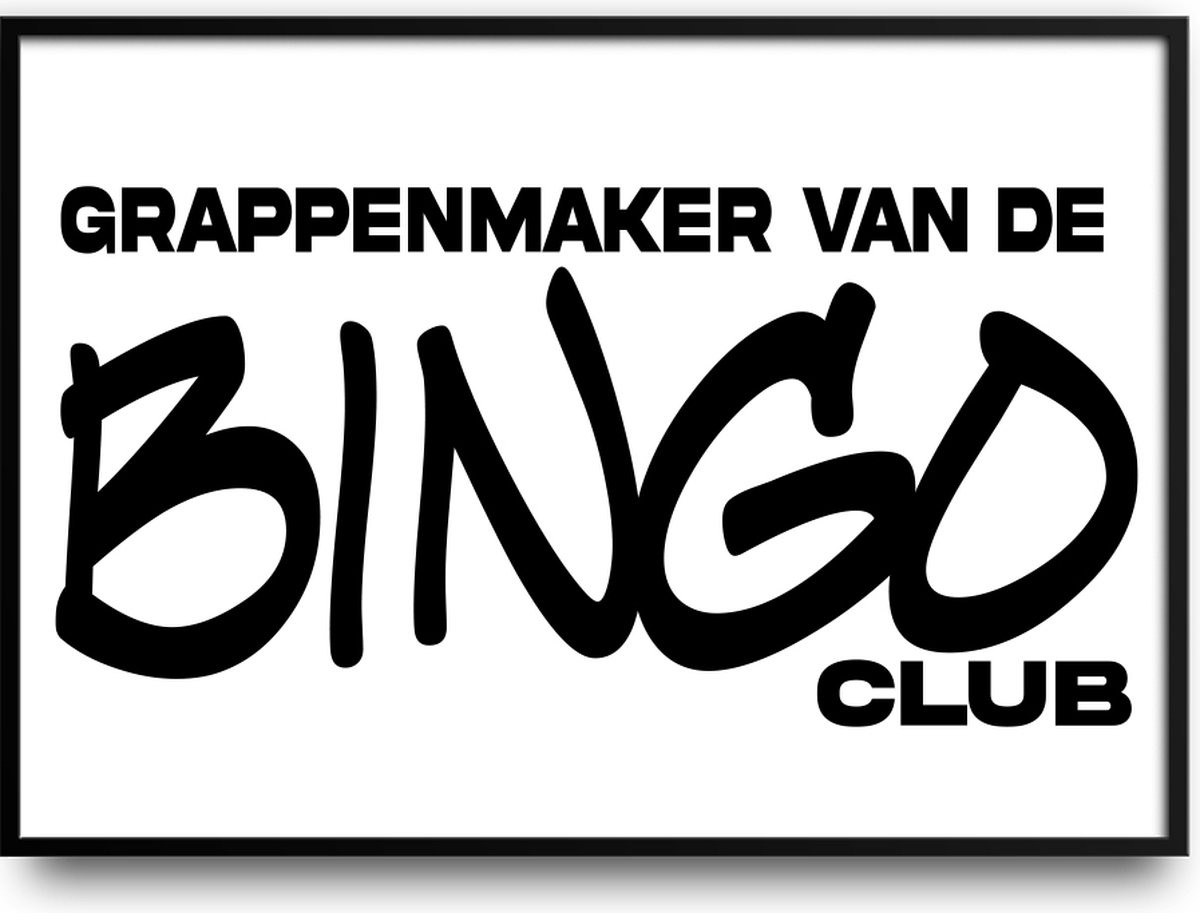Bingo club fotolijst met glas en poster voor in de woonkamer, B/D/H: 40 x 50 cm
