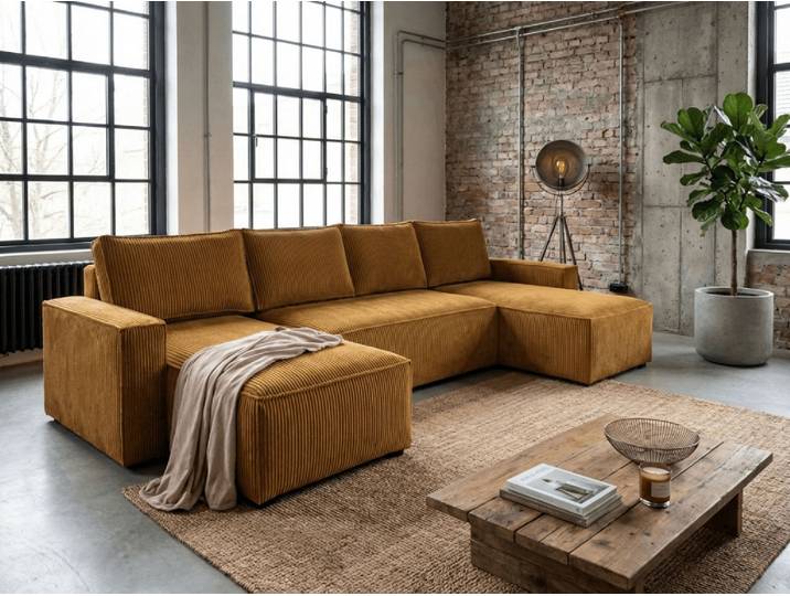 Angebot Senfgelbes U-förmiges Sofa SMART COSARO 295x140 cm II. Qualität