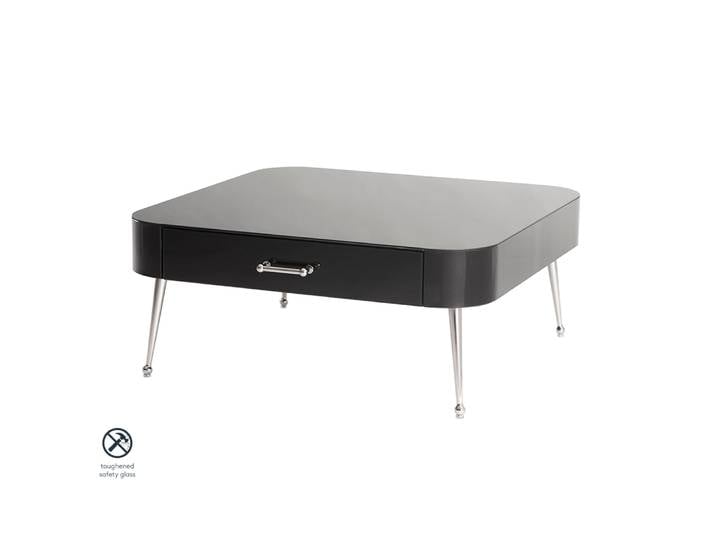 Mason Couchtisch Schwarzglas – Beine Glänzendes Silber