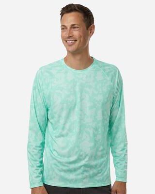 HUK H12L0017 Men's Lopro Running Lakes Long Sleeve T-Shirt in Beach Glass size 3XL   Polyester