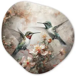 WANDBILD Kolibri - Vögel - Blumen - Pflanzen Wanddeko 40x40 cm