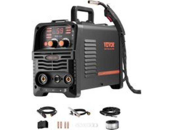 VEVOR MIG-lasapparaat, 130A synergisch MIG-lasapparaat, 3-in-1 fluxkern MIG/MMA/lift TIG multi-process lasapparaat met IGBT-invertertechnologie en digitaal display