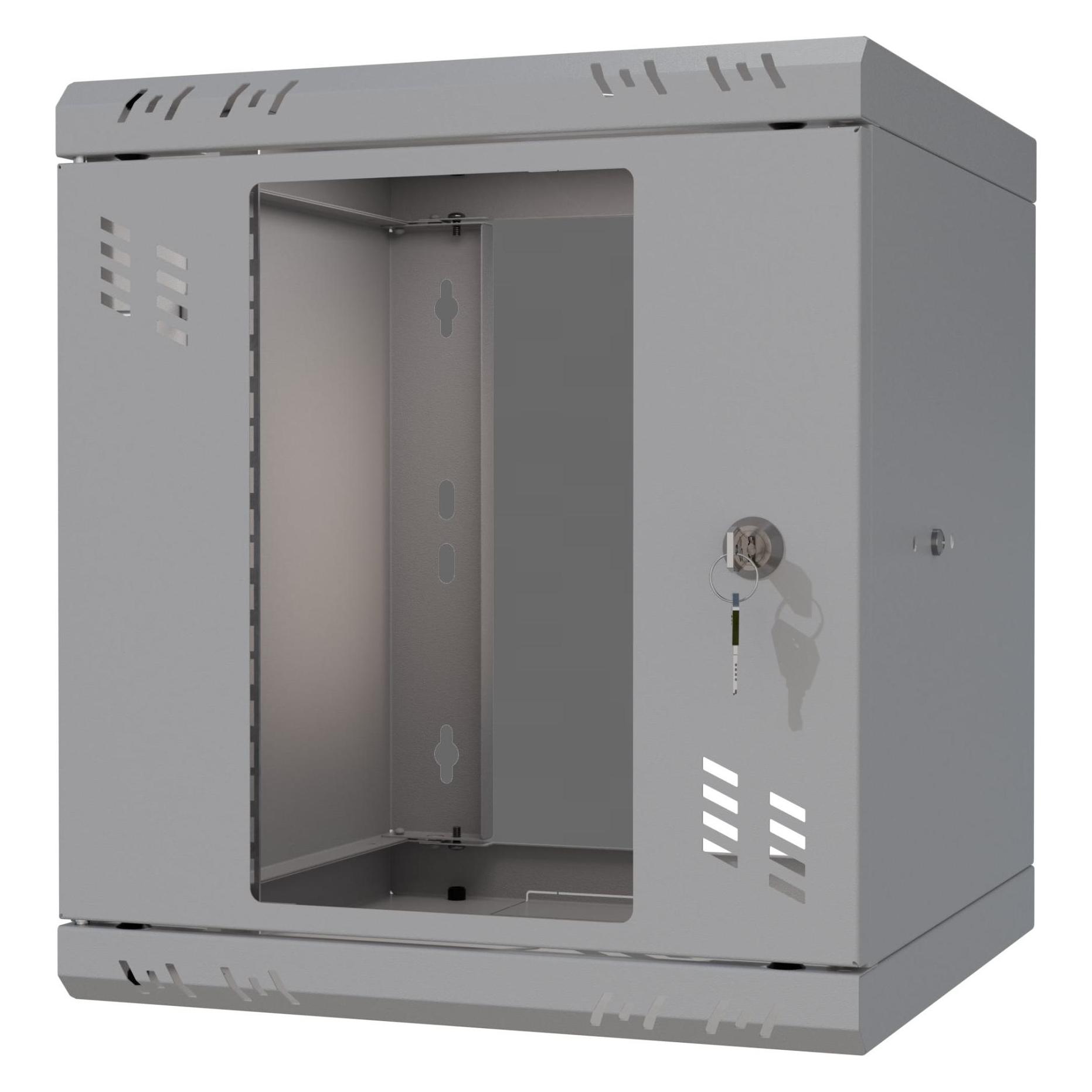 Stalflex Rack Cabinet 10" 6U, 300mm, Glass Door, Grey S-RC10-6U-300GG (6 HE, 10 Zoll Rack) (S-RC10-6U-300GG)