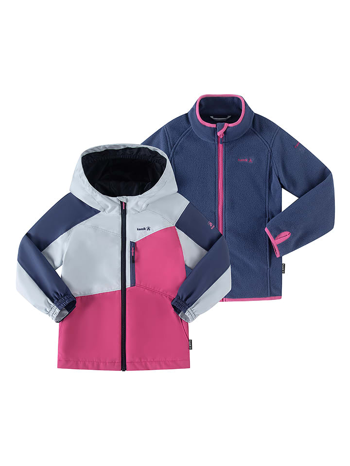 Kamik 3in1-Regenjacke "Estella" in Pink/ Dunkelblau - 122