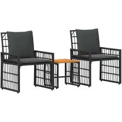 vidaXL Gartenmöbel Set 3 pcs Schwarz und Dunkelgrau