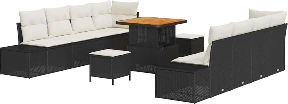 vidaXL Gartensofa-set Schwarz Poly Rattan