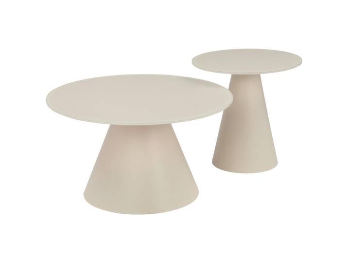 Stylife Couchtischset, Kaschmir, Beige, Metall, Glas, 2-teilig, rund, konisch, 70-45x39-45x70-45 cm, Wohnzimmer, Wohnzimmertische, Couchtische, Couchtische Glas