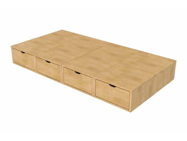 Lit 1 place avec rangement 90x200 Cube 90x200 Miel