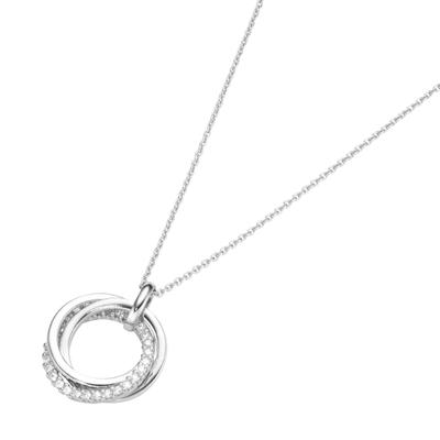 Kette mit Anhänger SMART JEWEL "3 Ringe verschlungen, Zirkoina Steine, Silber 925", weiß, Halsketten, Damen, 45cm, Silber 925 (Sterlingsilber)