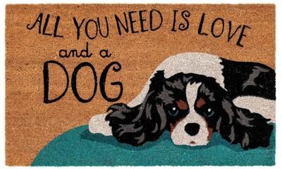 Liora Manne "Lush Decor Natura Love And A Dog Outdoor Mat Natural 18""x30"""