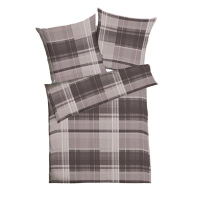 Bettwäsche KAEPPEL "Tonight Paid", braun (mocca), B/L: 135cm x 200cm, 1 Stk., 1 Stk., Interlock-Jersey, B/L: 80cm x 80cm, 2 Stk., Interlock-Jersey, Obermaterial: 100% Baumwolle, Bettwäsche, Bettwäsche