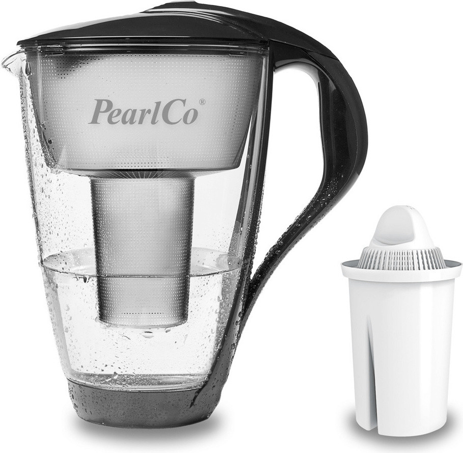 PearlCo 235026 Glazen waterfilter – 2 liter – Anthracietgrijs