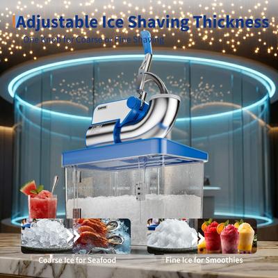 Garvee High Efficiency Commercial Ice Shaver Machine, Double Stainless Steel Blades, 50L Shaved Ice Machine