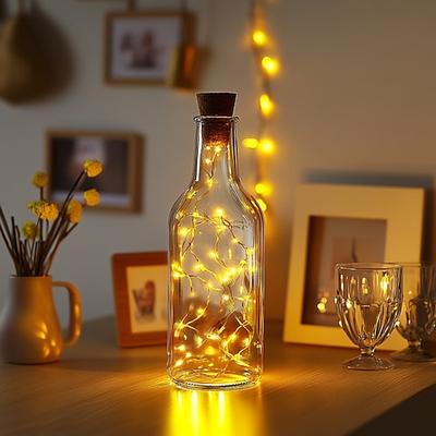 2M 20LED solarbetriebene Weinflasche Korken Lichterkette Outdoor Feen Kupferdraht Girlande für Garten Festdekoration