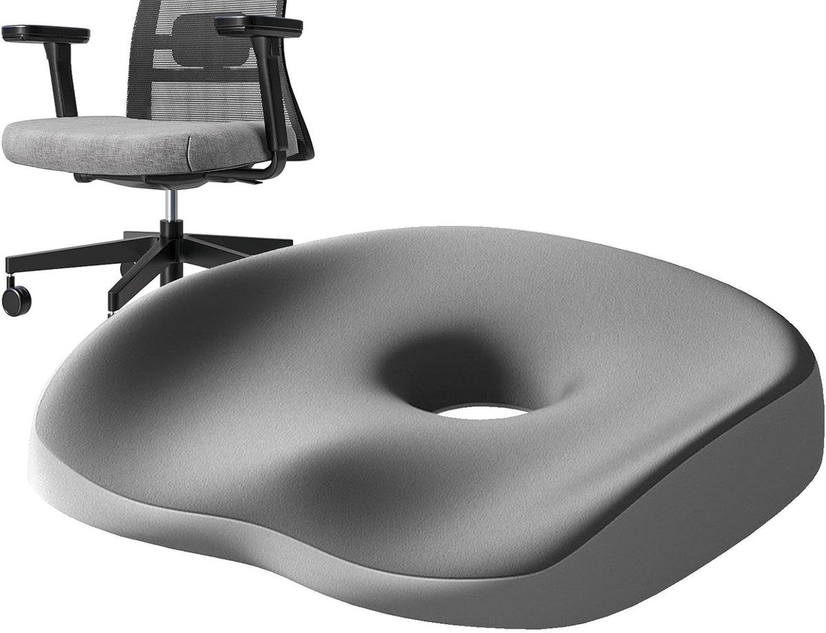 Home Stoelkussen met Memory Foam, Ademend en Afneembaar, Grijs