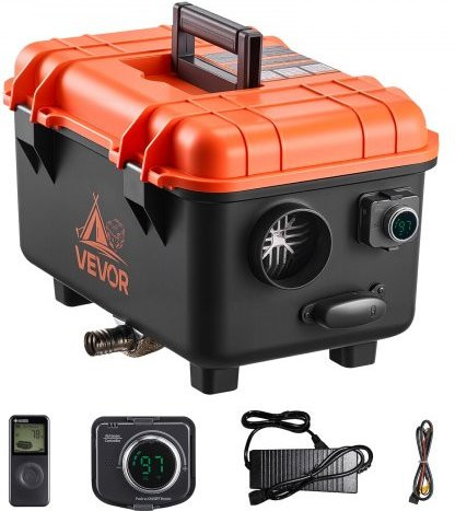 VEVOR Diesel Luchtverwarmer 5-8KW DC 12V/24V Draagbare Standkachel met Afstandsbediening en LCD-scherm, Oranje/Zwart
