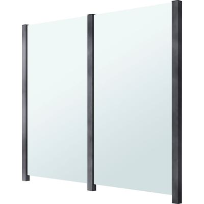 Zaun STAKET PRO, grau, Pfosten: 3 Stk., Aluminium, Glas, Zaunelemente, Glaszaun, Gesamtlänge: 2,29 m, 3 Pfosten