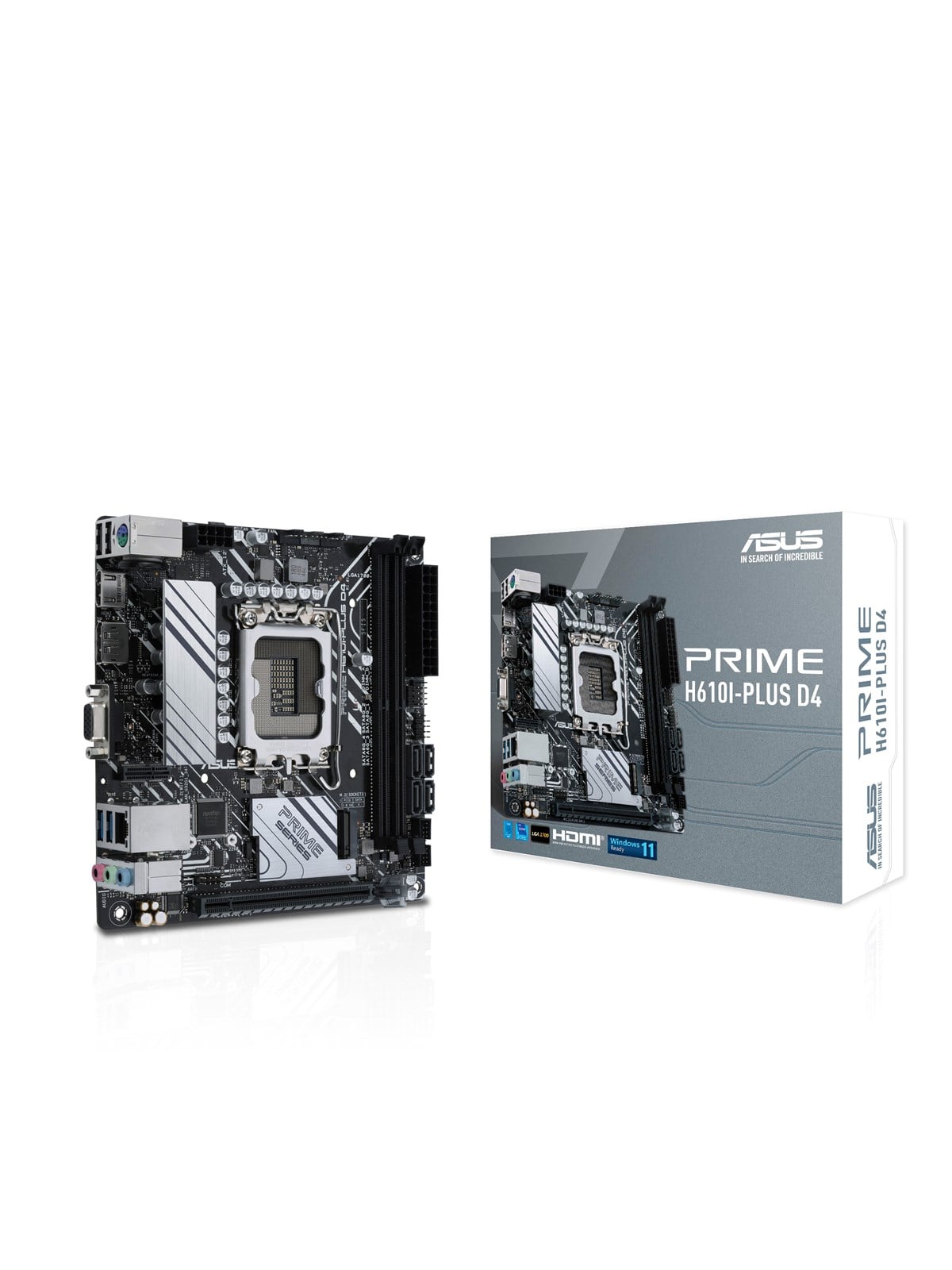 ASUS PRIME H610I-PLUS D4 Mainboard - Intel H610 - Intel LGA1700 - DDR4 RAM - Mini-ITX