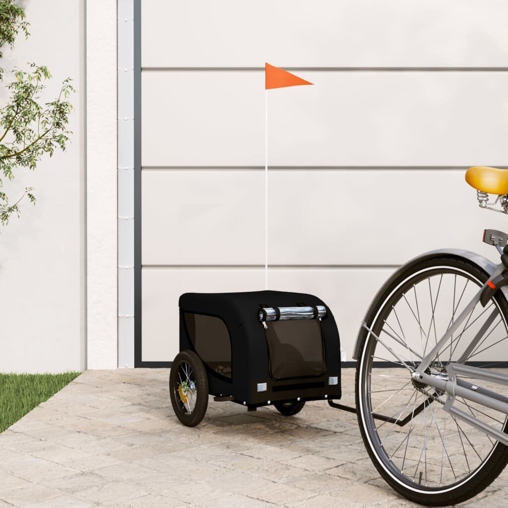 Archie & Oscar Pet Bike Trailer Oxford Fabric and Iron Black 66cm H x 63cm W x 125cm D