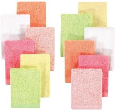 Hudson Baby Infant Girl Rayon from Bamboo Woven Washcloths 12pk, Citrus - One Size