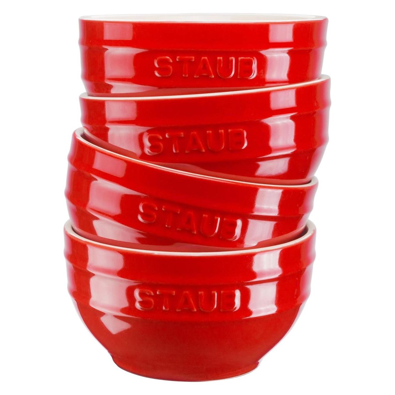Staub 4er-Set Rundschalen - 12 cm Rot (12 cm, 0.40 l) (40511-541-0)