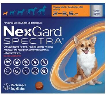 Nexgard Spectra Tab Xsmall Dog 4.4-7.7 Lbs Orange 3 Pack
