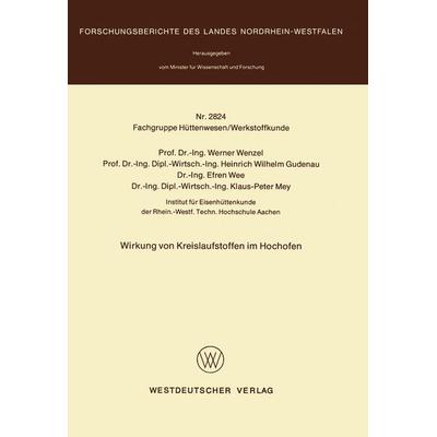 Wirkung von Kreislaufstoffen im Hochofen, Taschenbuch von , VS Verlag für Sozialwissenschaften, 978-3-531-02824-8