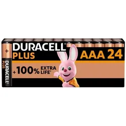 DURACELL Alkaline-Batterien AAA Plus, 1.5 V LR03 MN2400, Packung mit 24 Stück