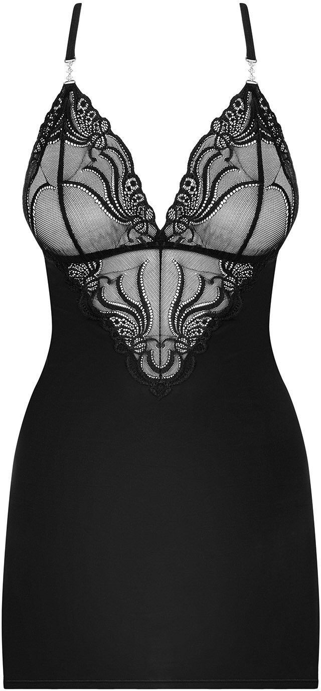 Obsessive 828-CHE-1 chemise and thong black Noir