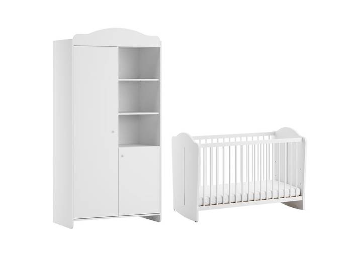 Lit bébé 60x120 et armoire 2 portes Vox Megeve Blanc