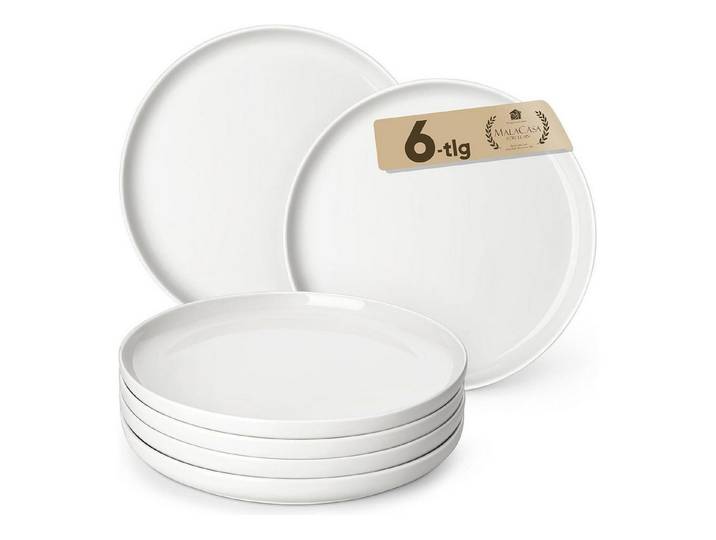 LuxusKollektion Teller-Set Teller Porzellan 26 cm Mikrowelle Spülmaschine Speiseteller 6 Tlg Weiß