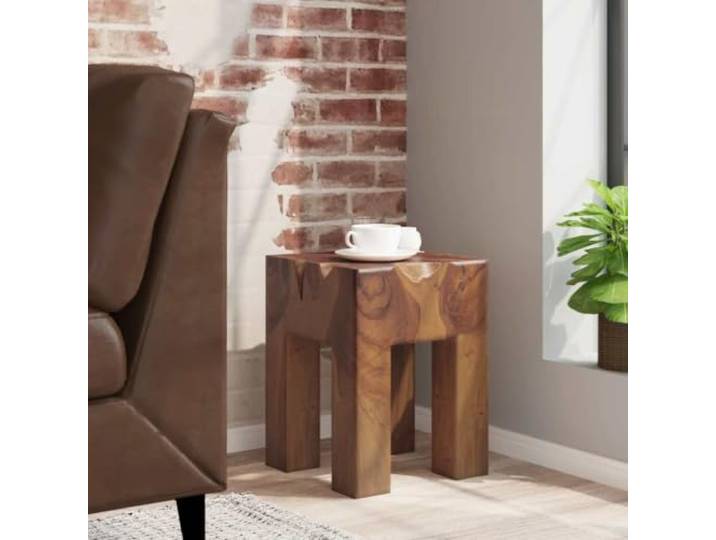 KGTKGTYER Hocker Massivholz Teak, Fußstütze, Beistelltisch, Braun Handgefertigt, Vier stabile Beine, Retro-Stil