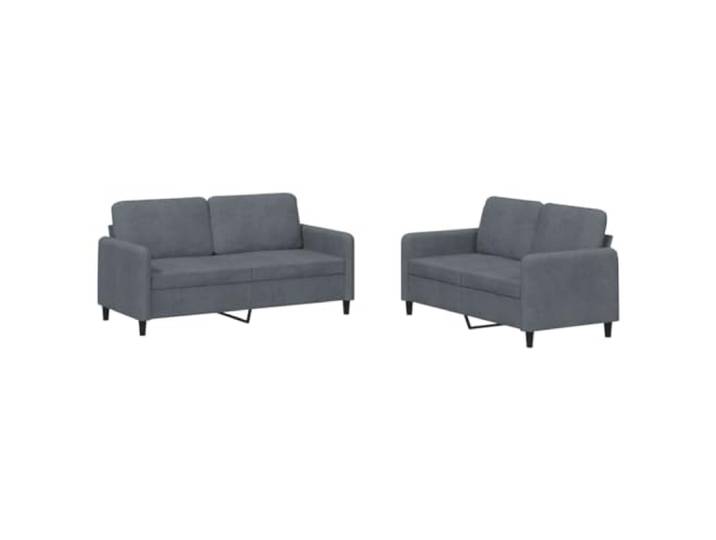 KUTYWEXFM 2-tlg Sofagarnitur Samt Dunkelgrau Couch Set mit Kissen Bequemes Polstermöbel Set für Wohnzimmer und Schlafzimmer, dicke Polsterung mit weichem Samtbezug und inklusive 4 Kissen.
