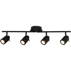 Deckenleuchte Spotleiste Spotlampe 4-Flammig Edelstahl schwarz Spots verstellbar