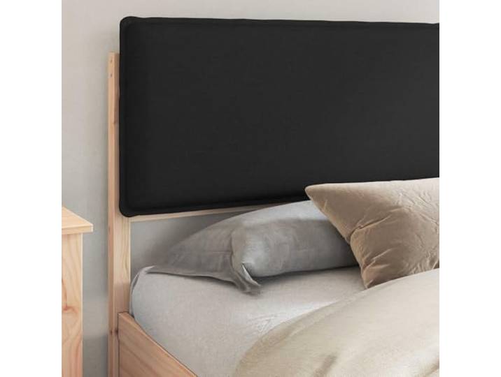 KTHLBRH Doppelbett 180 x 200 schwarz Kiefer massiv Gepolstertes Kopfteil, Lattenrost, kein Boxspring, einfache Montage