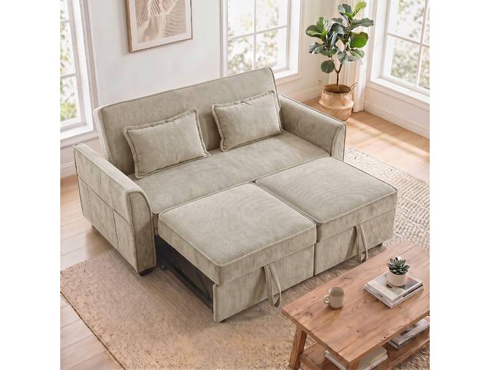 HOMCOM Canapé Convertible 2 Places 167cm Chenille Marron