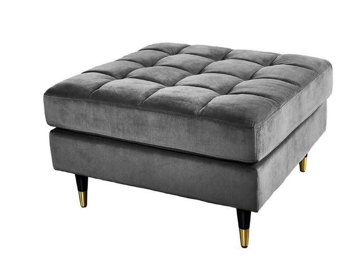Licht-Erlebnisse Hocker SOPHIA, Hocker Samt Polster in Grau B: 80 cm Retro